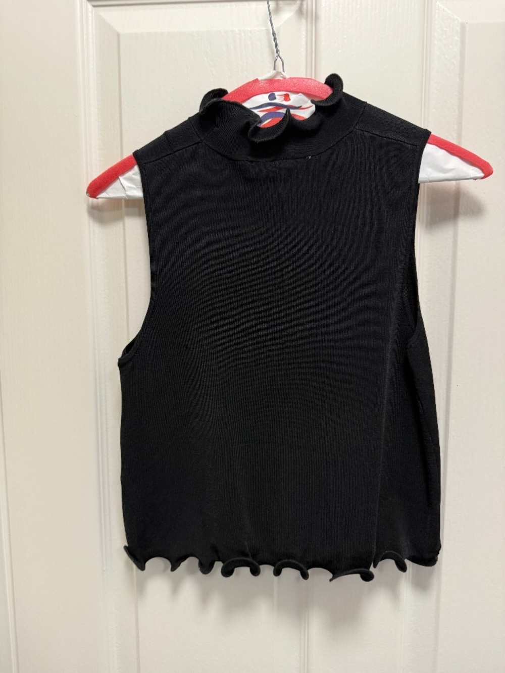 Zara Ruffle Trim Knit Sleeveless Top- Cropped- Size S
